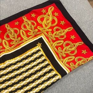 34" Silky Red and Gold Nautical  Scarf